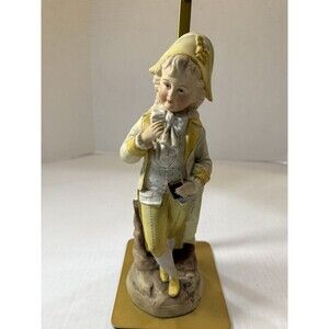 Antique Continental Bisque Figurine Boy w Napoleon Hat & Book Tall Hand Painted